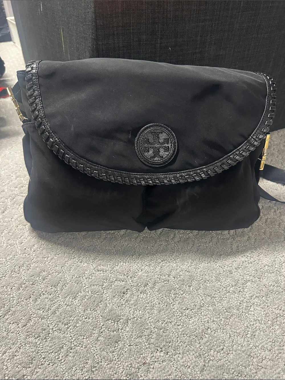Tory Burch Black Nylon Crossbody with Logo Medallion
